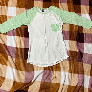 Medium Zumiez Mint & White Baseball Tee 3/4 Sleeve